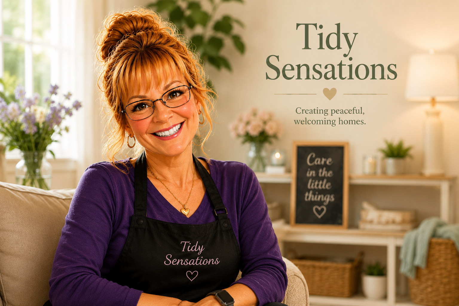 Illustrated portrait of Jean Jerrell, owner of Tidy Sensations